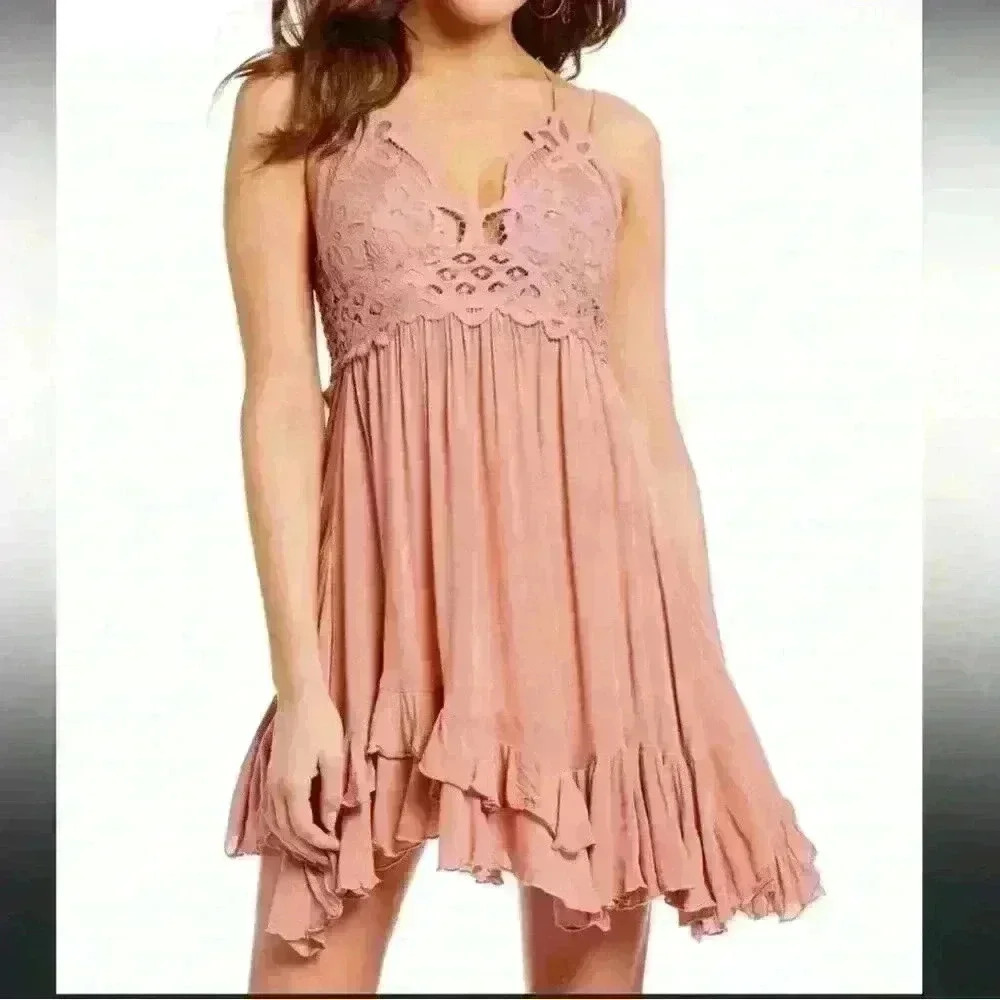 🆕 NWT Free People Adela Slip Dress in Dusty Light Pink Rose Size XS
